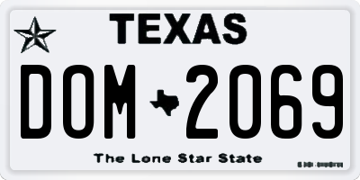 TX license plate DOM2069