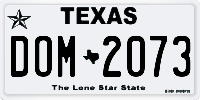 TX license plate DOM2073