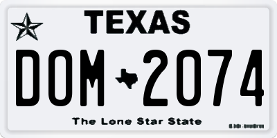 TX license plate DOM2074