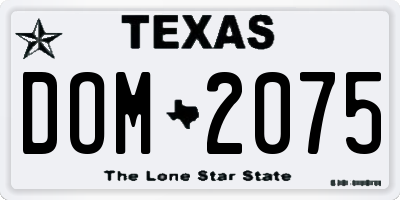 TX license plate DOM2075