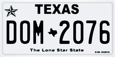 TX license plate DOM2076
