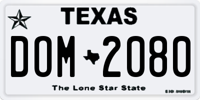 TX license plate DOM2080