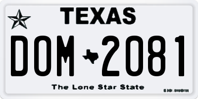 TX license plate DOM2081