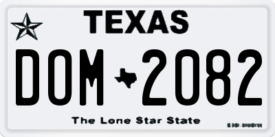 TX license plate DOM2082