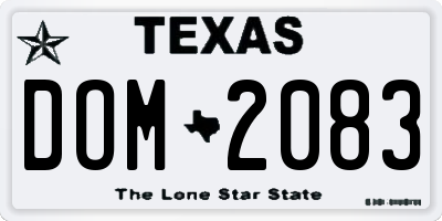 TX license plate DOM2083