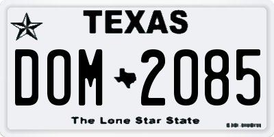 TX license plate DOM2085