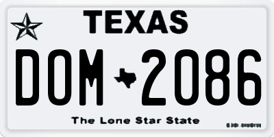 TX license plate DOM2086