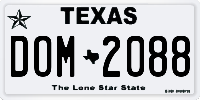TX license plate DOM2088