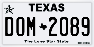 TX license plate DOM2089