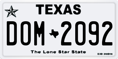 TX license plate DOM2092