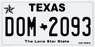 TX license plate DOM2093