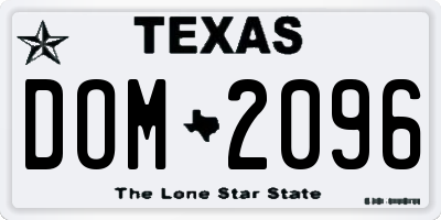 TX license plate DOM2096