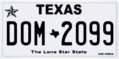 TX license plate DOM2099