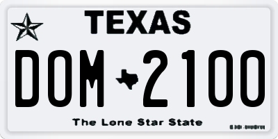 TX license plate DOM2100