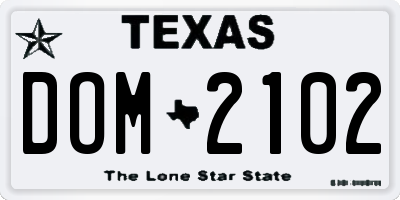 TX license plate DOM2102