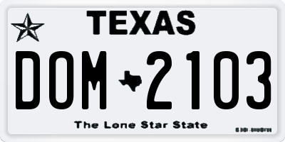 TX license plate DOM2103