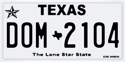 TX license plate DOM2104