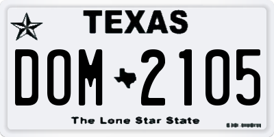 TX license plate DOM2105