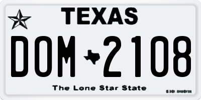 TX license plate DOM2108