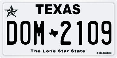 TX license plate DOM2109