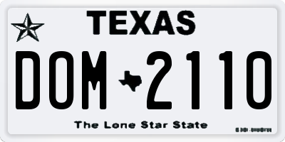 TX license plate DOM2110