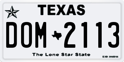TX license plate DOM2113