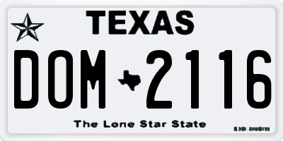 TX license plate DOM2116