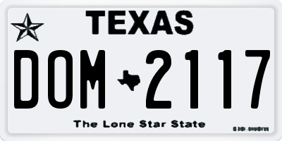 TX license plate DOM2117