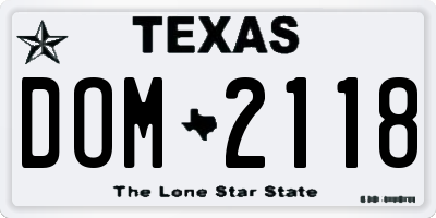 TX license plate DOM2118