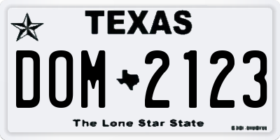 TX license plate DOM2123