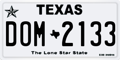 TX license plate DOM2133