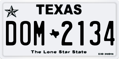 TX license plate DOM2134