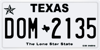 TX license plate DOM2135