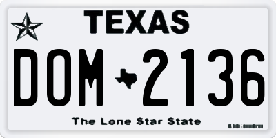 TX license plate DOM2136
