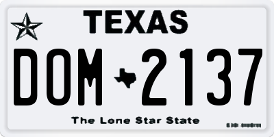 TX license plate DOM2137