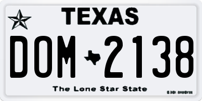 TX license plate DOM2138