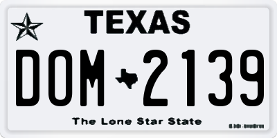 TX license plate DOM2139
