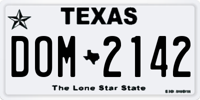 TX license plate DOM2142