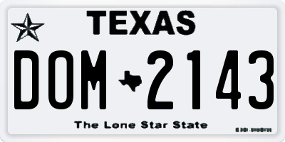 TX license plate DOM2143