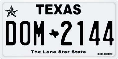 TX license plate DOM2144