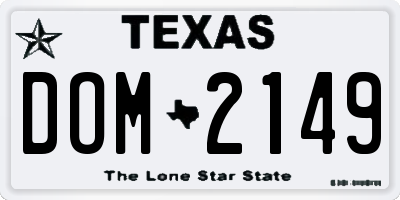 TX license plate DOM2149