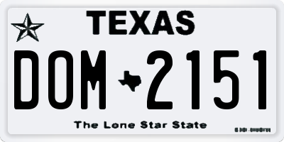 TX license plate DOM2151