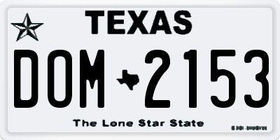 TX license plate DOM2153