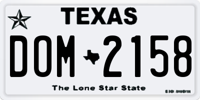 TX license plate DOM2158