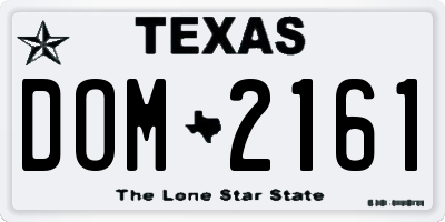 TX license plate DOM2161