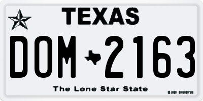 TX license plate DOM2163
