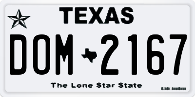 TX license plate DOM2167