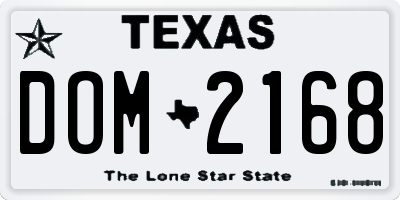 TX license plate DOM2168