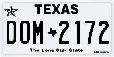 TX license plate DOM2172