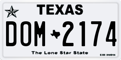 TX license plate DOM2174